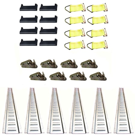 Aic Replacement Parts E-Track Tie-Down Kit 6 Galvanized 5' Horizontal Rails 8 End Caps-Straps-Rings OTK20-1004KIT3